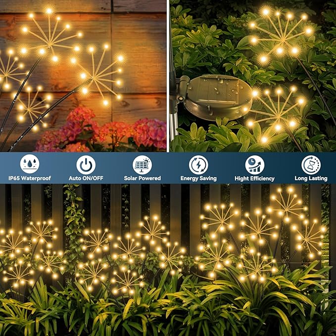 2-Pack Solar Pathway Lights, Waterproof LED Driveway Lights