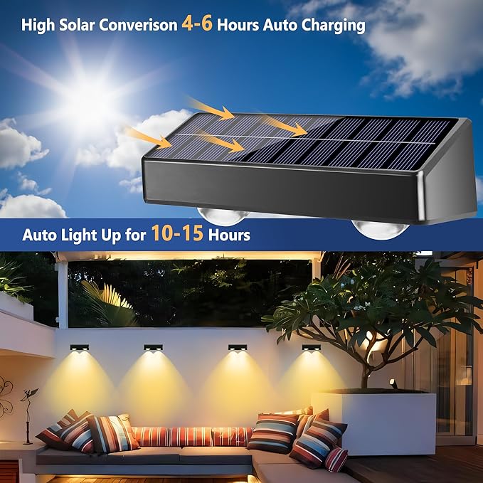 Brizled Solar Fence Lights Outdoor, 8 Pack 9 Colors & 11 Modes - Warm White/Cool White/RGB Color Changing Solar Wall Lights, 100lm IP65 Waterproof Outdoor Lighting for Halloween Railing Wall Fence