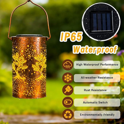 Tree of Life Solar Lanterns Outdoor Waterproof, Birthday Gifts for Women Mom Grandma, Hanging Solar Lights for Yard, Patio, Porch, Garden Decor, Christmas Gifts for Her/Him
