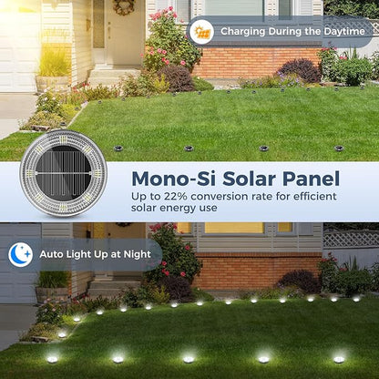 Peasur Mini Solar Ground Lights, 24 Pack Flat Solar Disc Lights Outdoor Waterproof, 2.3 Inch Small Solar Garden Lights Landscape Lighting for Outside Pathway Garden Yard Lawn Walkway,Cool White