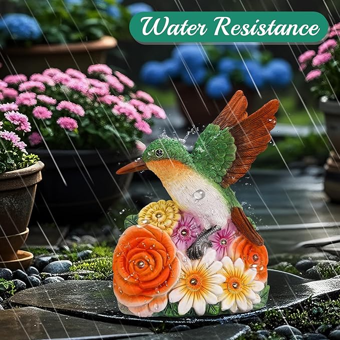 Solar Hummingbird Garden Statue Light, Outdoor Decor