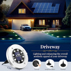 Solar Flat Disk Lights 12-Pack, Waterproof Garden