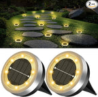 2-Pack Warm White In-Ground Solar Lights, Flat LED Walkway