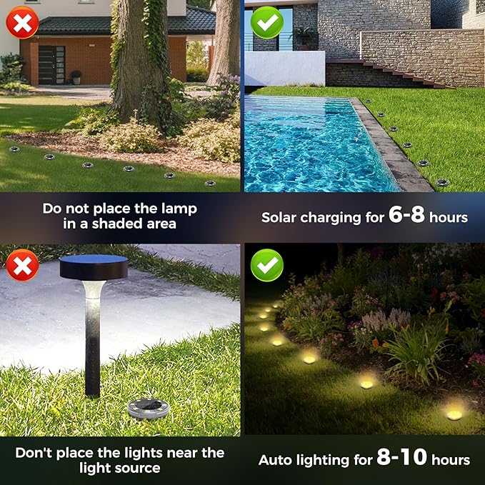 Peasur Mini Solar Ground Lights, 6 Pack Flat Solar Disc Lights Outdoor Waterproof, 2.3 Inch Small Solar Garden Lights Landscape Lighting for Outside Pathway Garden Yard Lawn Walkway,Warm White