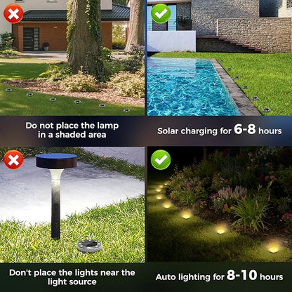 Peasur Mini Solar Ground Lights, 6 Pack Flat Solar Disc Lights Outdoor Waterproof, 2.3 Inch Small Solar Garden Lights Landscape Lighting for Outside Pathway Garden Yard Lawn Walkway,Warm White