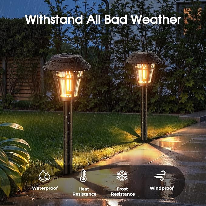 LETMY Solar Pathway Lights Outdoor, 10 Pack Solar Lights Outdoor Waterproof, Auto On/Off Solar Powered Garden Landscape Path Lights, Outdoor Solar Lights for Yard Lawn Patio Walkway Driveway