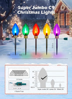 Christmas Pathway String Lights 2-Pack, 22ft C9