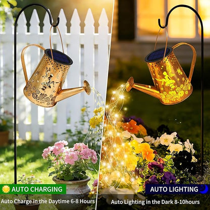 YJFWAL Solar Watering can with Lights, Unique Gifts for Mom Grandma Women Birthday, Waterproof Gardening Gifts Watering Can with Cascading Lights Outdoor Decor for Garden Patio Yard Pathway Backyard