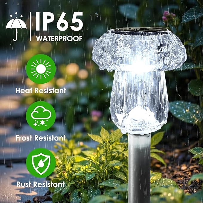 Solar Yard Path Lights 8-Pack, Waterproof