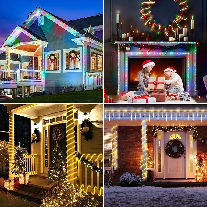 100FT 300LED Rope Lights Outdoor String Lights Plug in, Warm White & Color Changing Christmas Lights Outdoor,Waterproof Fairy Lights with Remote for Balcony(Not Connectable)