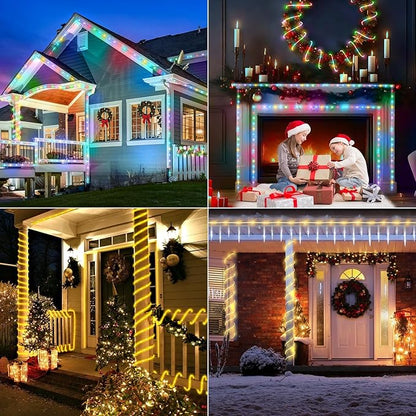 100FT 300LED Rope Lights Outdoor String Lights Plug in, Warm White & Color Changing Christmas Lights Outdoor,Waterproof Fairy Lights with Remote for Balcony(Not Connectable)