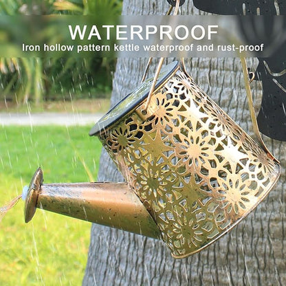 2Pack Solar Watering Can Lights,Waterproof Hollowed-Out Retro Metal Outdoor Lights with Fairy or Gnomes Accessories,Gifts for Mom Grandma Women Garden Patio Pathway Christmas Decor(Dwarf Style)