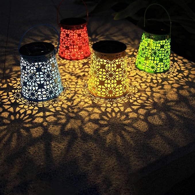 Garden Solar Lantern Set 4-Pack, Metal Garden Lighting