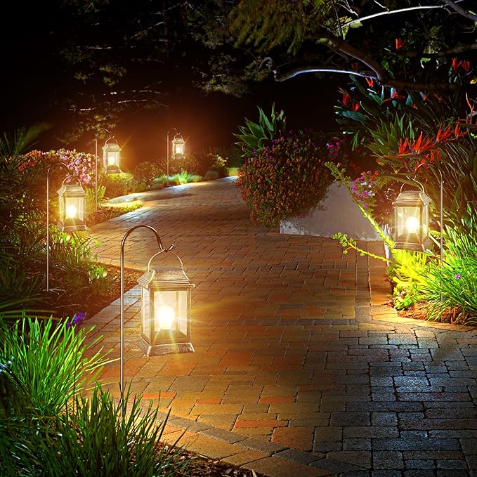 UBright Metal Solar Lantern Lights Outdoor Waterproof Hanging Solar Lights for Outside Garden Lights for Patio Yard LED Bulb 2 Pack