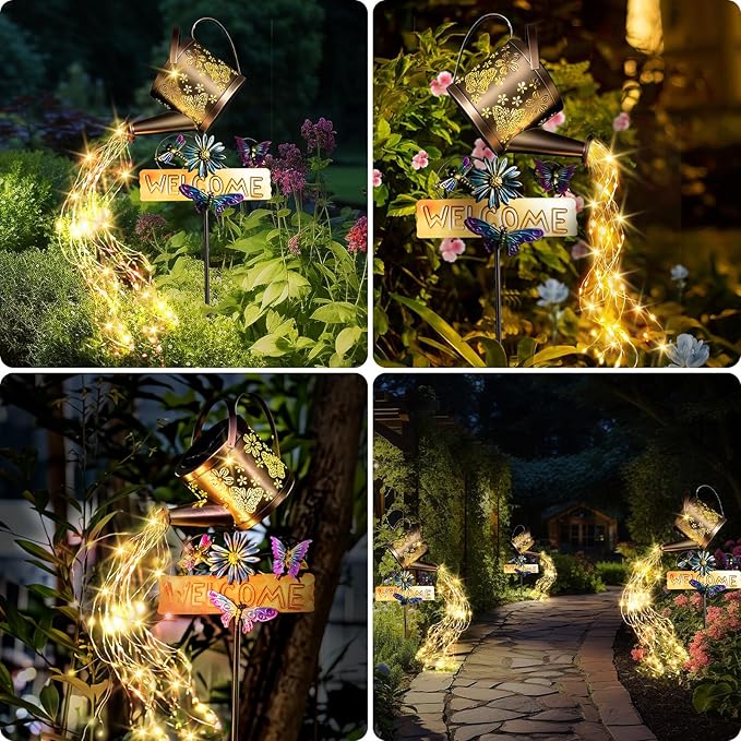 Solar Watering Can Light, Solar Lights Outdoor Decor, Garden Decor Lights for Yard, IP65 Waterproof Hanging Lantern Lights, Gifts for Women Mom, for Yard Patio Lawn Pathway Landscape