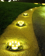 12-Pack Warm White In-Ground Solar Lights, Flat LED Garden