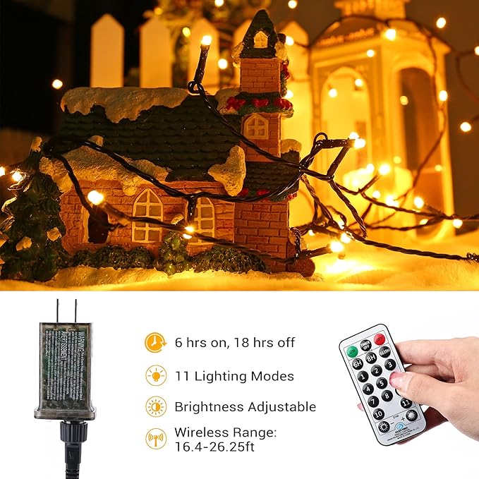 Christmas Patio String Lights 2-Pack, 67ft 200 LED Waterproof