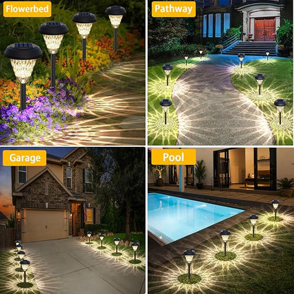 pearlstar Solar Lights Outdoor Garden Decor - 8 Pack 16inch Solar Pathway Lights for Outside, Waterproof Solar Powered Outdoor Garden Light for Yard, Landscape, Walkway, Patio