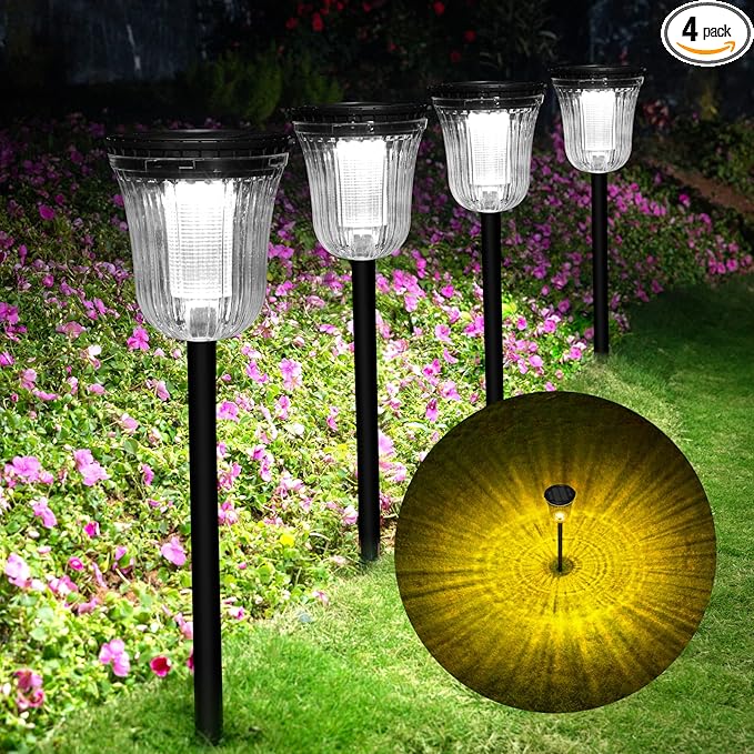 4-Pack Solar Pathway Lights, Waterproof LED Walkway Lights