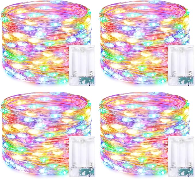 Christmas Porch String Lights 4-Pack, 16ft 50 LED Waterproof