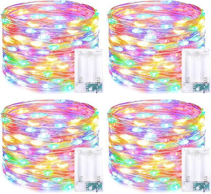 Christmas Porch String Lights 4-Pack, 16ft 50 LED Waterproof