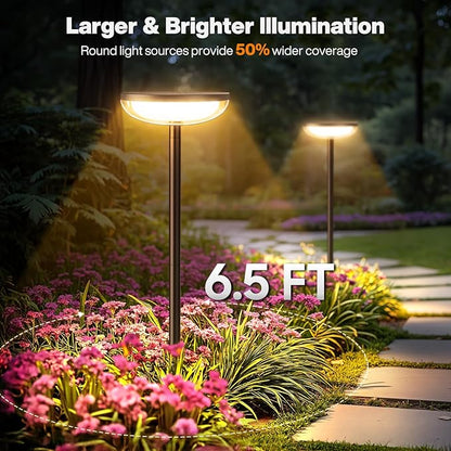 Solar Pathway Lights Outdoor, 6 Pack Tall Solar Garden Lights Outdoor Waterproof for Yard Flower Bed Patio Path Walkway Driveway Outside Decor Landscape Lighting