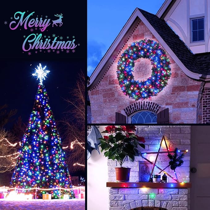 2-Pack Christmas String Lights, 132ft 400 LED Waterproof Twinkle Lights
