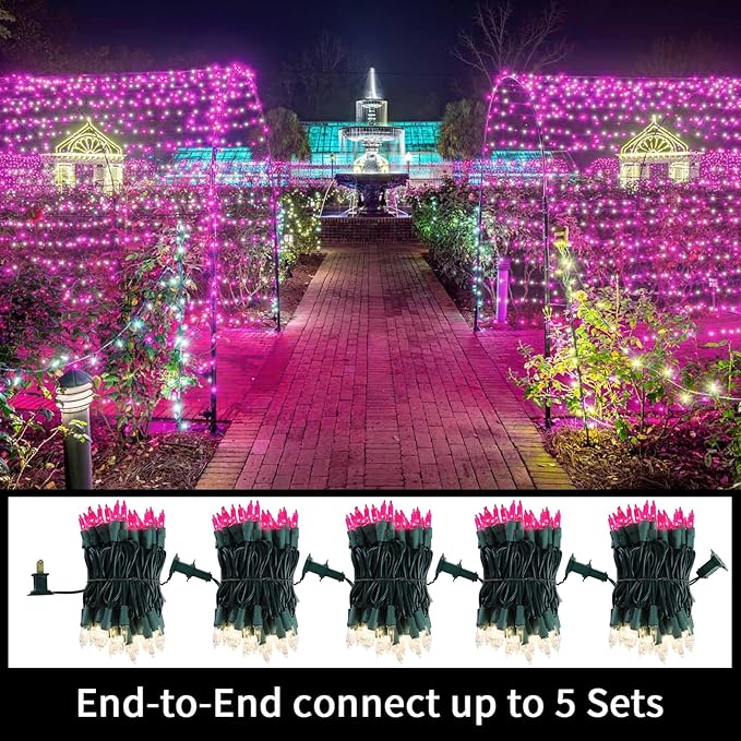 LAMPHOME Pink Clear Christmas Valentine's String Lights 100 Mini Incandescent Fairy Light Decor 20 Ft Green Wire Indoor & Outdoor Party Patio Bedroom, Xmas Tree Garland Easter Holiday Decoration