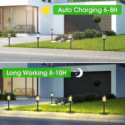 Solar Lights Outdoor, 12 Pack Waterproof Solar Landscape Lighting for Pathway Garden Yard Path Walkway Driveway Lawn Patio Outside Decor, Warm White
