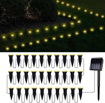 30 LED Solar Ground Lights Outdoor, Waterproof Solar Pathway Lights, LED Landscape Lighting for Garden, Patio, Driveway, Walkway -Warm White