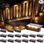 16-Pack Solar Stair Step Lights, Warm White Waterproof