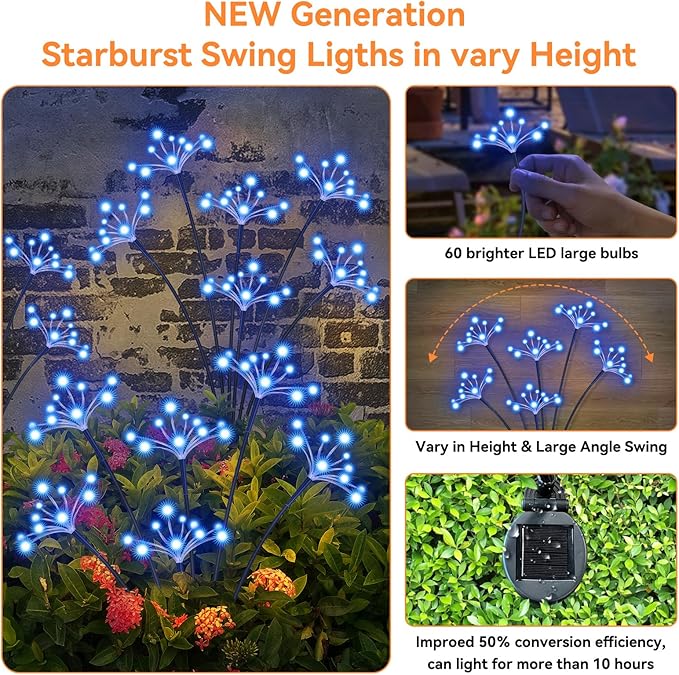 Blue Solar Pathway Lights 2-Pack, Walkway LED