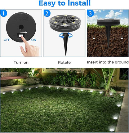 Peasur Mini Solar Ground Lights, 24 Pack Flat Solar Disc Lights Outdoor Waterproof, 2.3 Inch Small Solar Garden Lights Landscape Lighting for Outside Pathway Garden Yard Lawn Walkway,Cool White