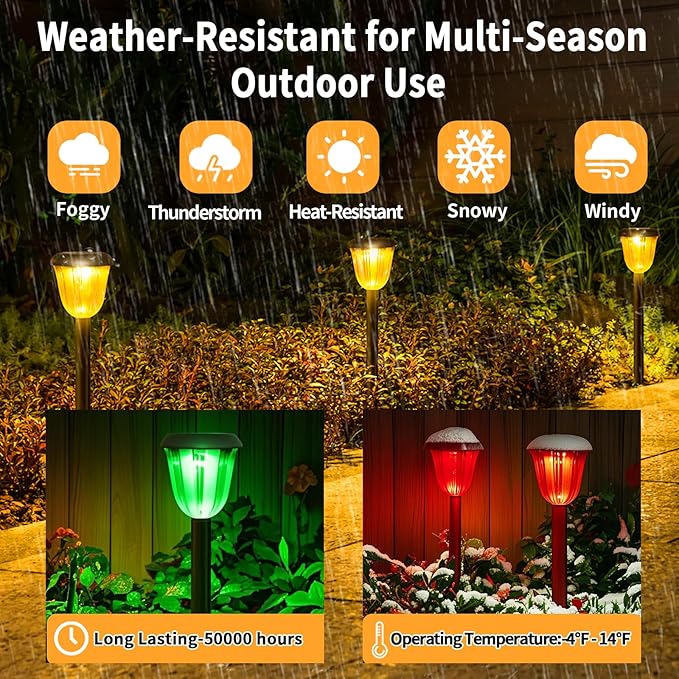 4-Pack Solar Pathway Lights, Waterproof LED Garden Lights