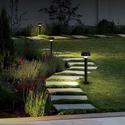 EcoPath Solar Collection LED Landscape Path Light or Fence Post Light with Linkable IR Motion Sensor and Daylight Sensor 80 Lumens 8 Hours on Full Charge 3000K in White (Pack of 2)