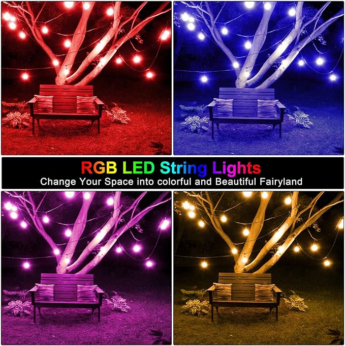 Outdoor Globe Café String Lights, 48ft LED Bulbs