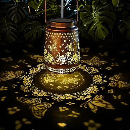 Solar Lanterns Outdoor Waterproof Decorative Garden Solar Lights Outdoor,Hanging Hollow Out Metal Ornaments Decor for Outside Lawn,Patio,Balcony,Yard Unique Gifts for Women Butterfly