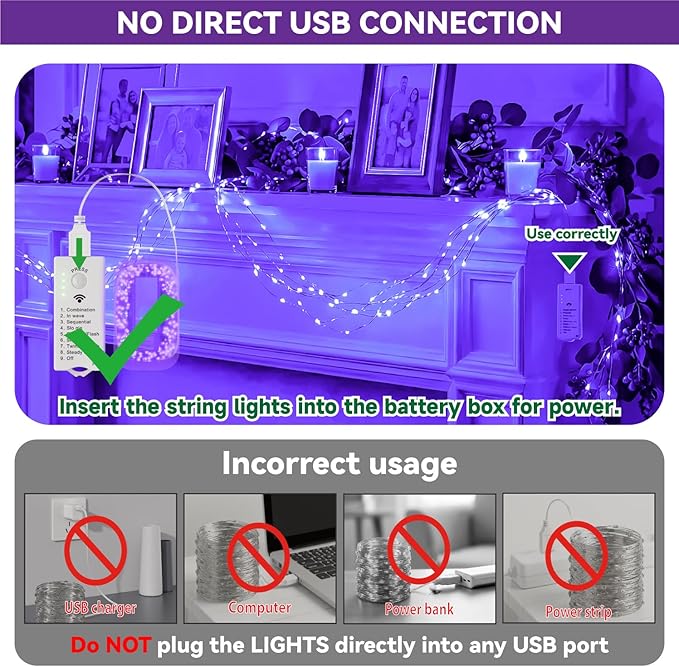 50 LED Christmas Twinkle Lights, 16ft Waterproof for Patio