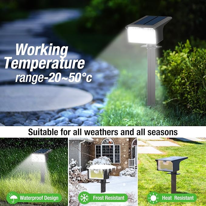3-Pack Solar Spotlights, 62 LED Landscape Lights