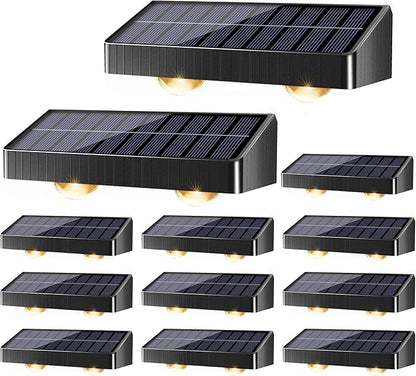 Brizled Solar Fence Lights Outdoor, 12 Pack 6 Modes 2700/4500/6500K 250ml Fence Solar Lights, IP65 Waterproof Outdoor Wall Light Landscape Lighting for Backyard Garden Patio Deck Railing Wall Poolside