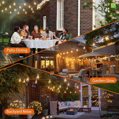 KYY 54FT Solar String Lights Outdoor Waterproof with USB Charging & Remote, Dimmable & Timable, Solar Powered Patio Lights with LED Shatterproof Bulbs for Deck Backyard Porch Garden Camping