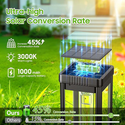 KOOPER Taller Solar Pathway Lights Outdoor, 4 Pack Upgraded Brighter Solar Garden Lights Solar Powered, Up to 15 Hours Outdoor Solar Lights for Yard Landscape Path Walkway Driveway （Cool White）