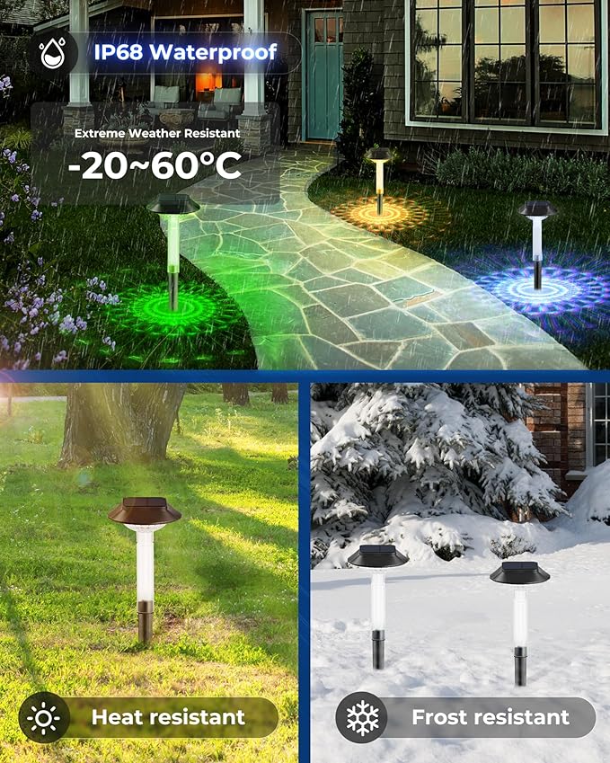6-Pack IP68 Solar Landscape Lights for Driveway