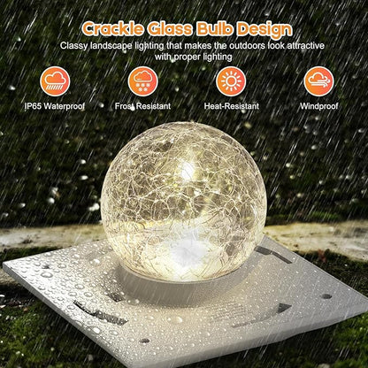 Fence Post Solar Lights, Crackle Glass Solar Post Cap Lights, 20 Lumens, Warm White & RGB Automatic Cycling 2 Modes for 3.6x3.6 4x4 4.5x4.5 5x5 Vinyl Wooden Posts Decoration, White (12 Pack)