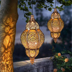 Classic Moroccan Solar Lanterns for Backyard, Waterproof LED