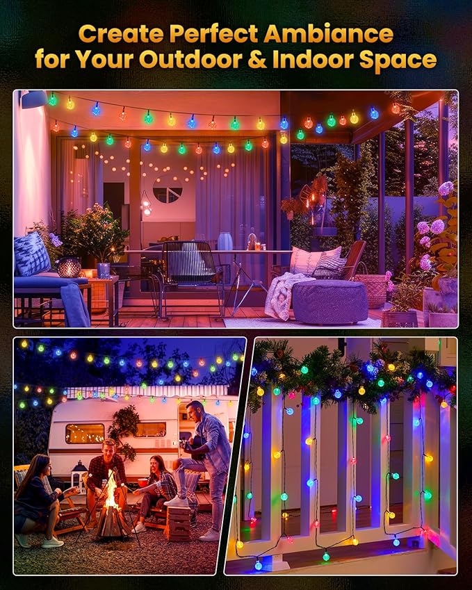Outdoor String Lights, 72ft Multicolor Waterproof LED
