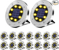 Solar Flat Disk Lights 16-Pack, Waterproof Walkway