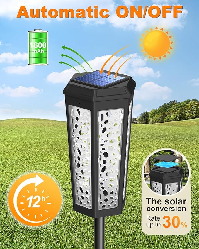 Colored Solar Powered Pathway Landscape Lights Outdoor Warm White & RGB Dusk to Dawn Waterproof for Garden Sideway Outside, Patio, Path, Yard, Walkway, Driveway, 2 Modes 8 Pack Accent Modern Design