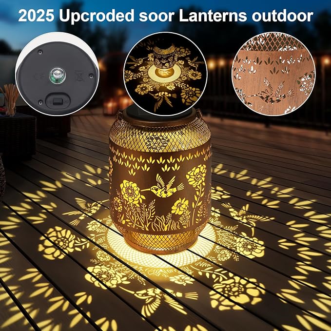 Elegant Hummingbird Solar Lanterns for Outdoor, Waterproof LED