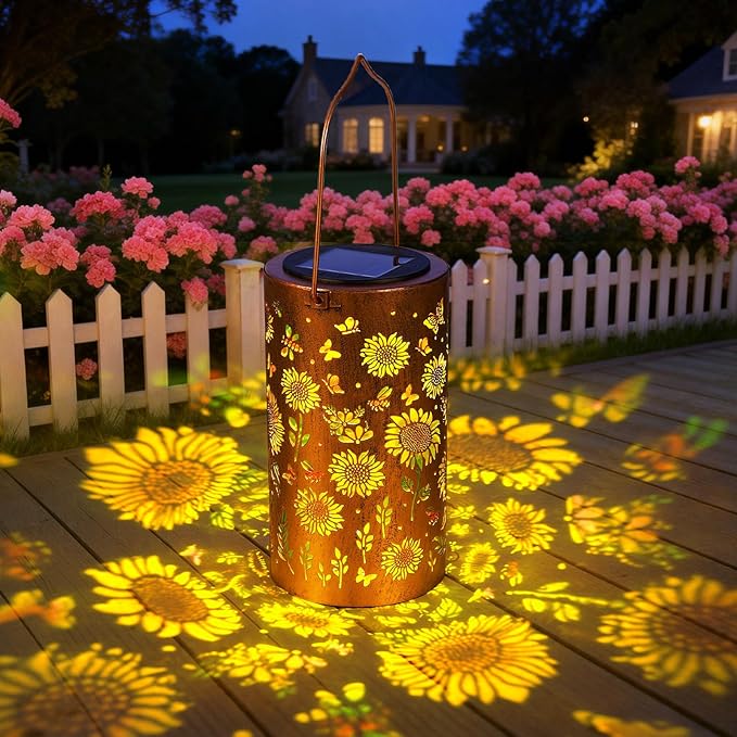 Solar Sunflower Lanterns, Outdoor Hanging LED Decor